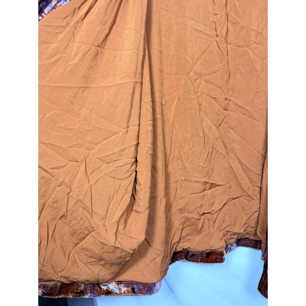Anthropologie Velvet Kimono Cardigan XL Orange Purple Floral Open Boho Oversized - Picture 9 of 16